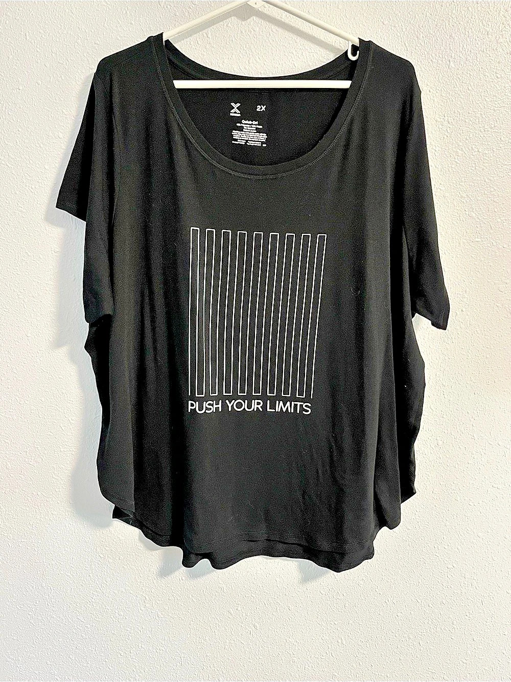 Xersion Quick-Dri Push Your Limits T-Shirt Graphic Athletic Tee Black 2X